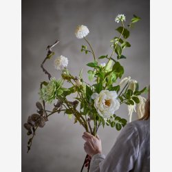 Rise Buket, Hvid, Kunstige Blomster