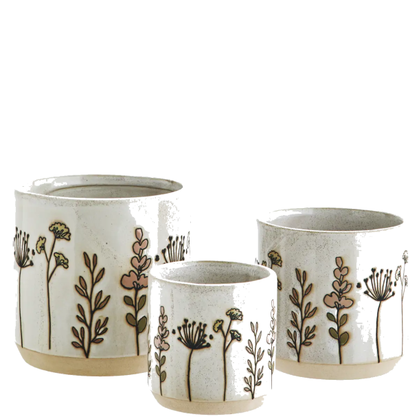 Stoneware Flower Pots S�t Af 3 
