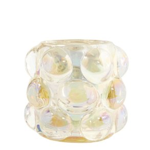 Bobbel lysestage glas 