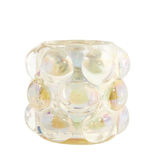 Bobbel lysestage glas 